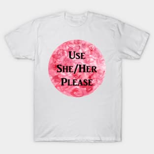 She/Her Please (red) T-Shirt